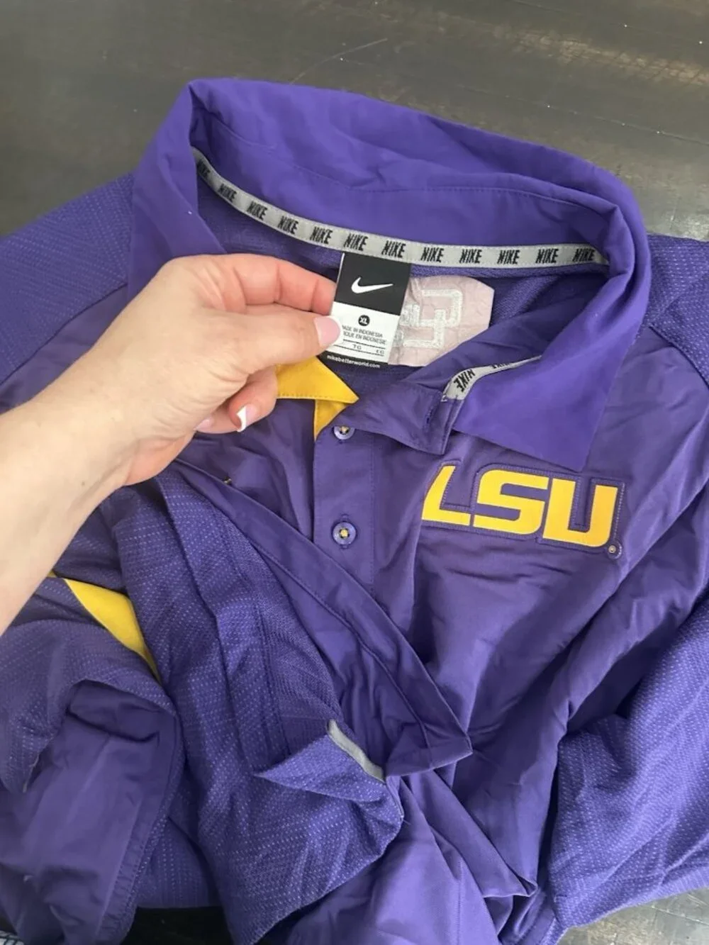 Nike LSU Tigers Dri-FIT Purple and Yellow Polo Shirt Men's Xl